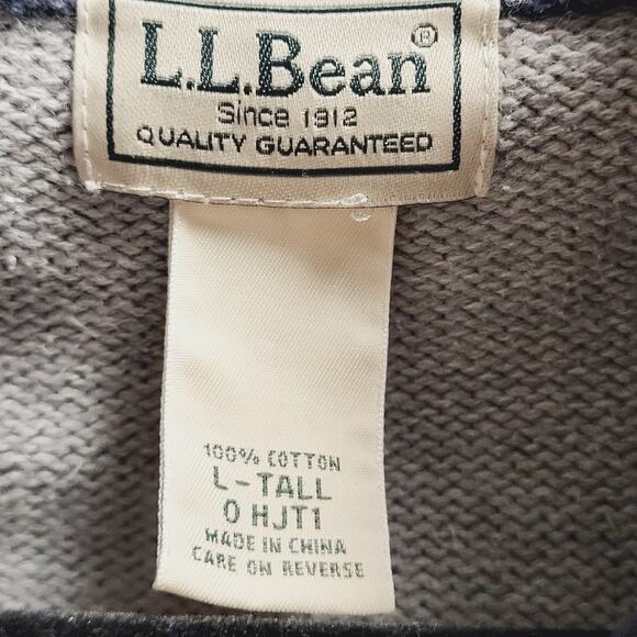LL Bean Mens Size L Tall Sleeve Gray 1/4 Zip Pullover Sweater Ribbed Knit Trim - Picture 9 of 9